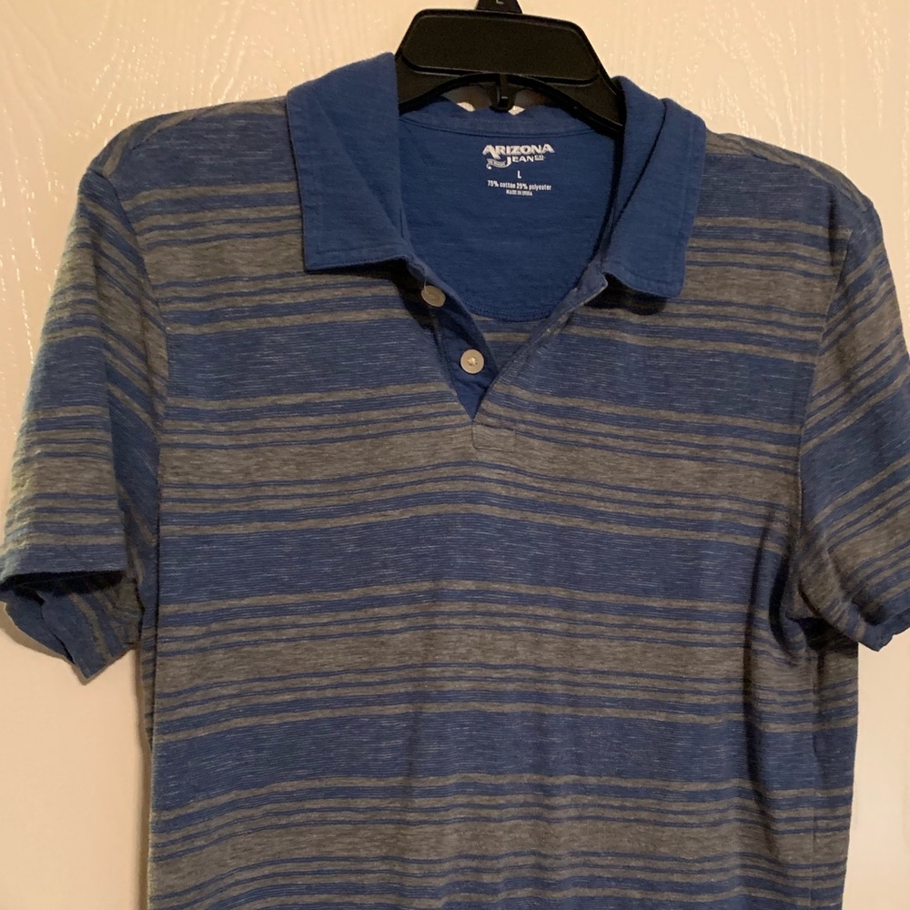 Arizona Brand Men’s Polo Blue and Gray Stripe
